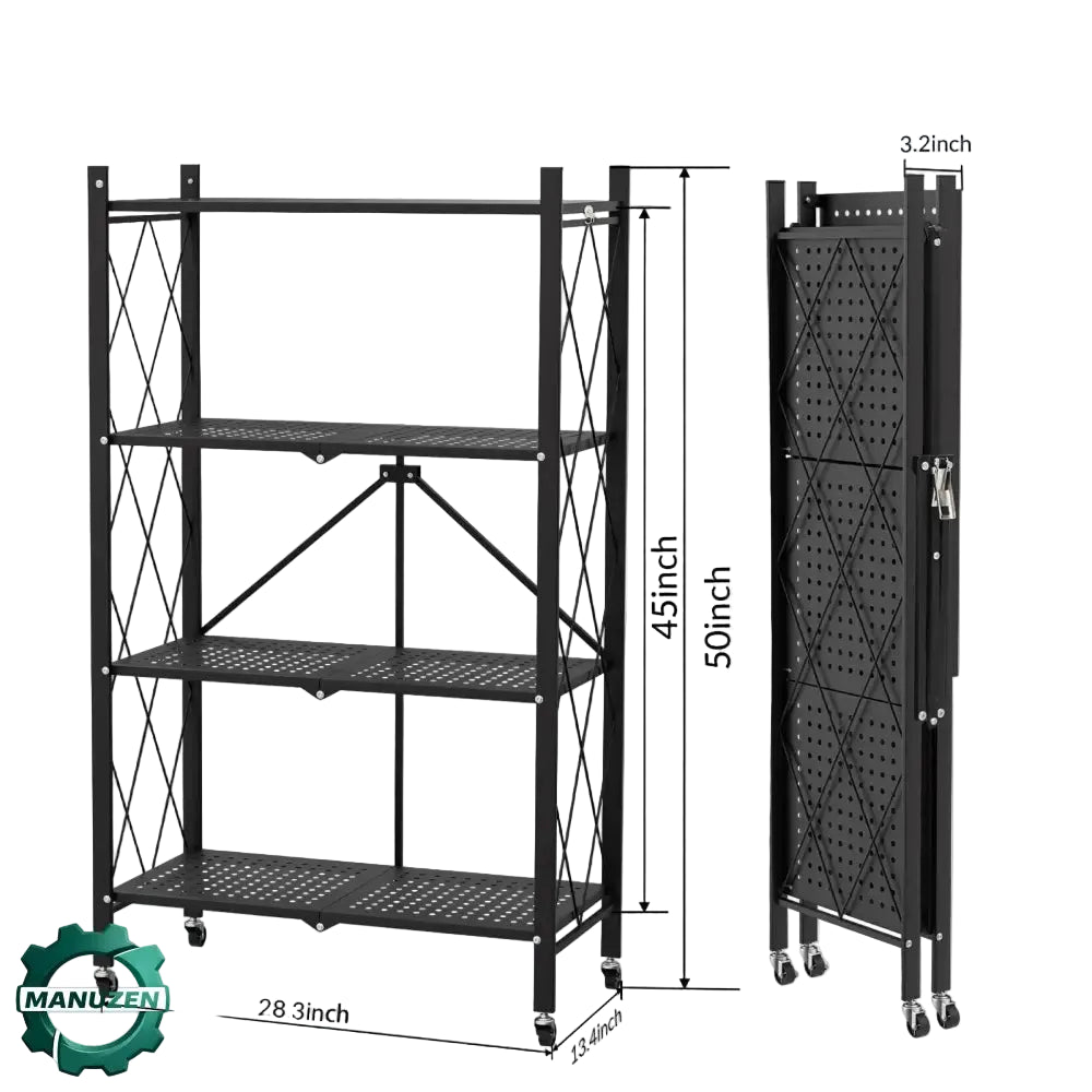 Étagère pliante 4 niveaux sur roulettes – 154 kg – vue principale