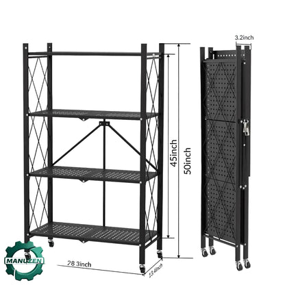 Étagère pliante 4 niveaux sur roulettes – 154 kg – vue principale