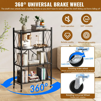 Étagère pliante 4 niveaux sur roulettes – 154 kg – détail produit 4