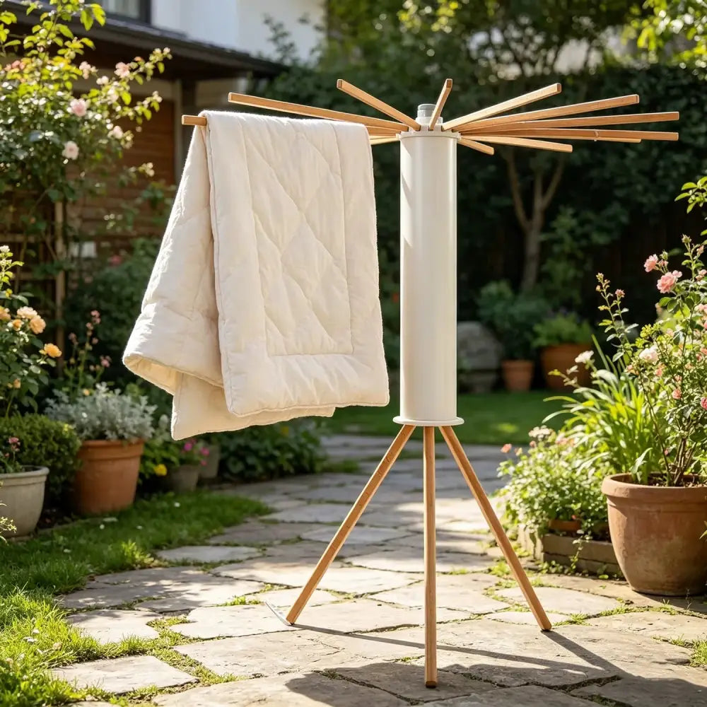 Étendoir à linge pliable sur trépied – version bois - Bois – modèle A / France - étendoir linge pliable trépied