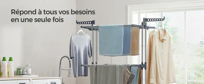 Étendoir À Linge SONGMICS Pliable Avec Roulettes 4 Niveaux Grande Capacité