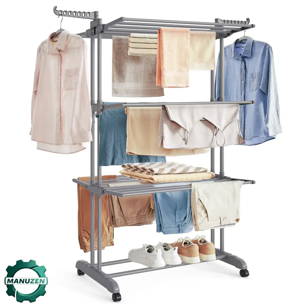 Étendoir À Linge SONGMICS Pliable Avec Roulettes 4 Niveaux Grande Capacité
