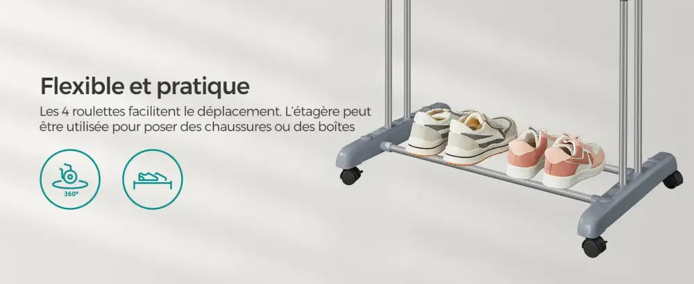 Étendoir À Linge SONGMICS Pliable Avec Roulettes 4 Niveaux Grande Capacité