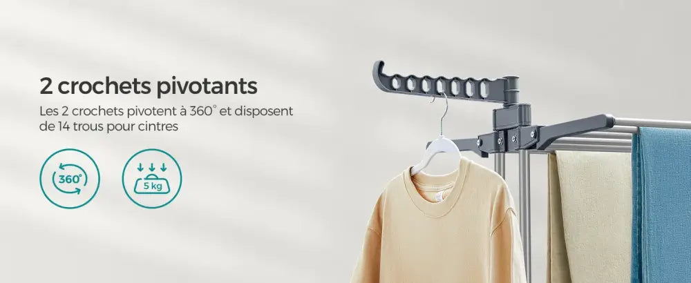 Étendoir À Linge SONGMICS Pliable Avec Roulettes 4 Niveaux Grande Capacité