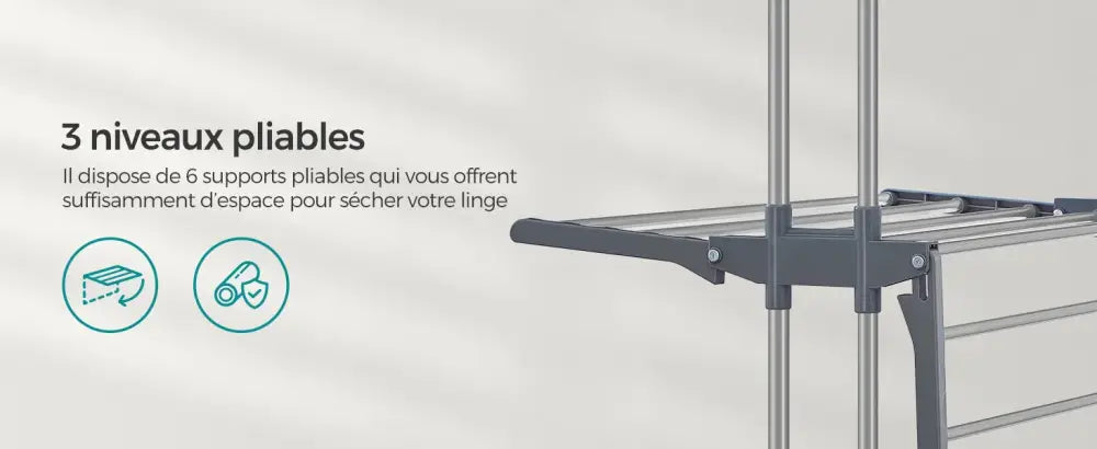 Étendoir À Linge SONGMICS Pliable Avec Roulettes 4 Niveaux Grande Capacité