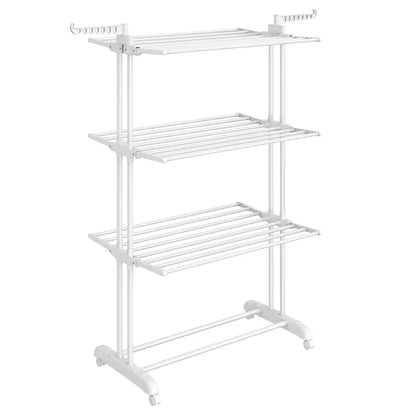 Étendoir À Linge SONGMICS Pliable Avec Roulettes 4 Niveaux Grande Capacité Blanc Nuage France