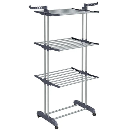 Étendoir À Linge SONGMICS Pliable Avec Roulettes 4 Niveaux Grande Capacité Gris France