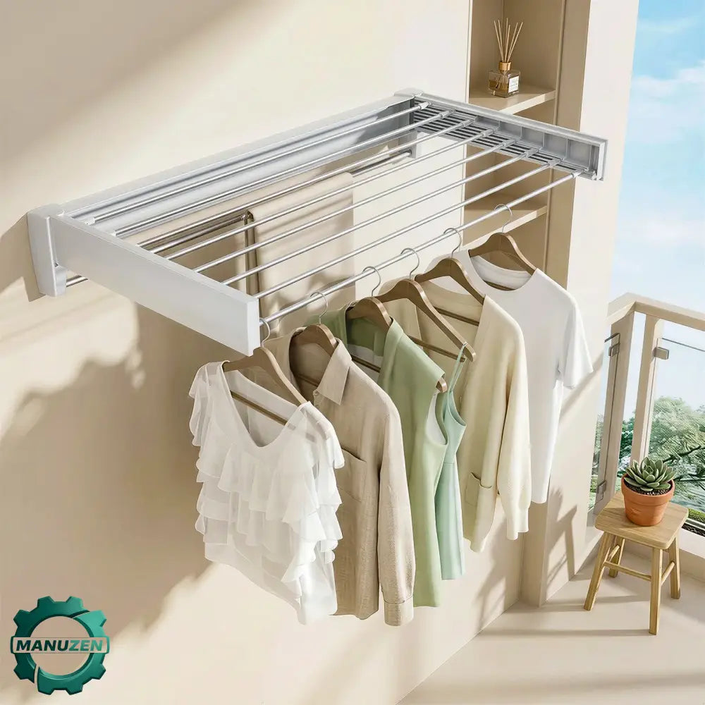 Étendoir mural pliable en aluminium – 5 ou 8 barres - Étendoir mural pliable aluminium