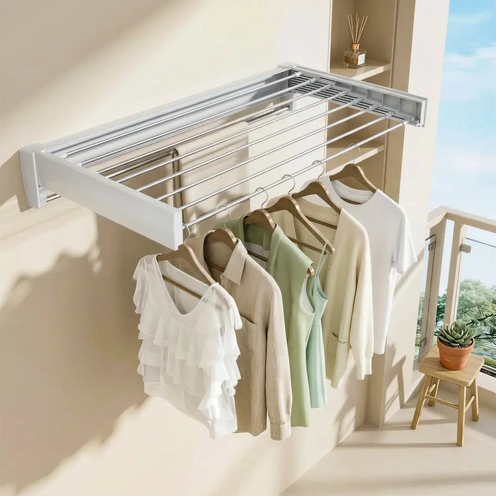 Étendoir mural pliable en aluminium – 5 ou 8 barres - Étendoir mural pliable aluminium