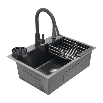 Évier De Cuisine Multifonctionnel Avec Robinet Rétractable