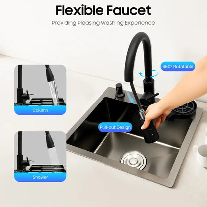 Évier De Cuisine Multifonctionnel Avec Robinet Rétractable