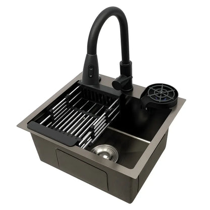 Évier De Cuisine Multifonctionnel Avec Robinet Rétractable