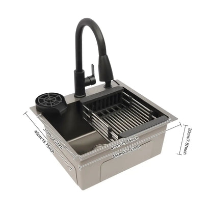 Évier De Cuisine Multifonctionnel Avec Robinet Rétractable