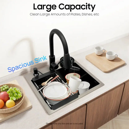 Évier De Cuisine Multifonctionnel Avec Robinet Rétractable