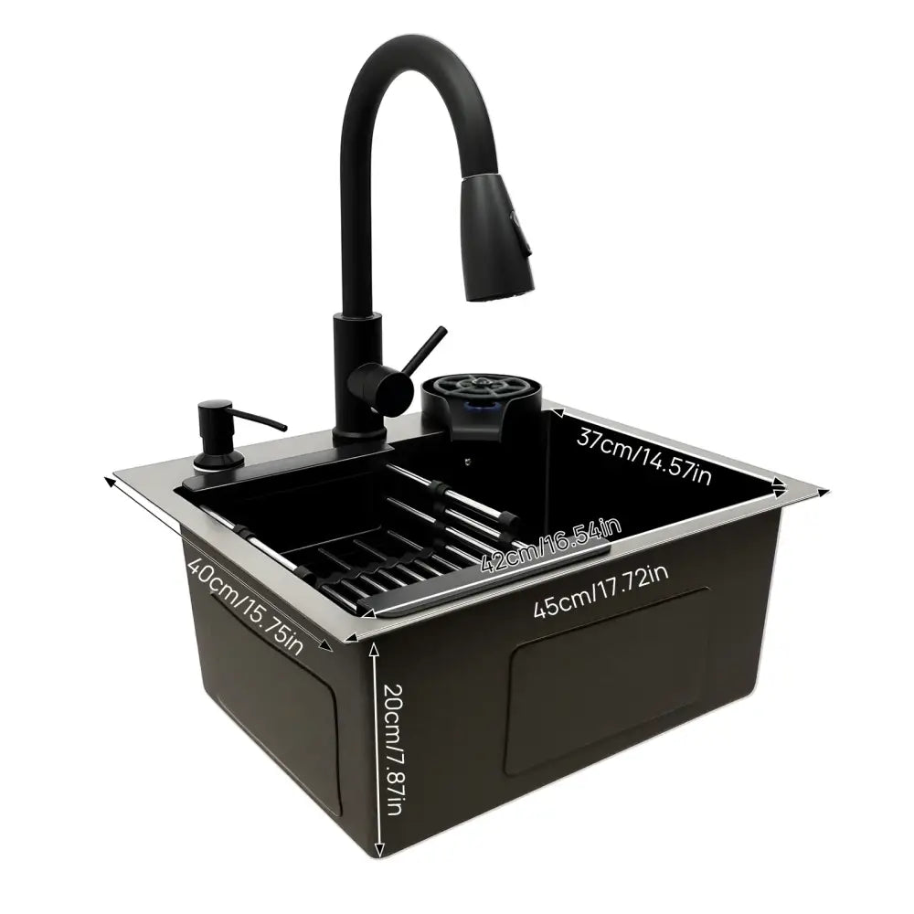 Évier De Cuisine Multifonctionnel Avec Robinet Rétractable - 45 x 40cm / France
