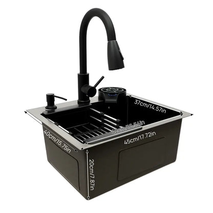 Évier De Cuisine Multifonctionnel Avec Robinet Rétractable - 45 x 40cm / France