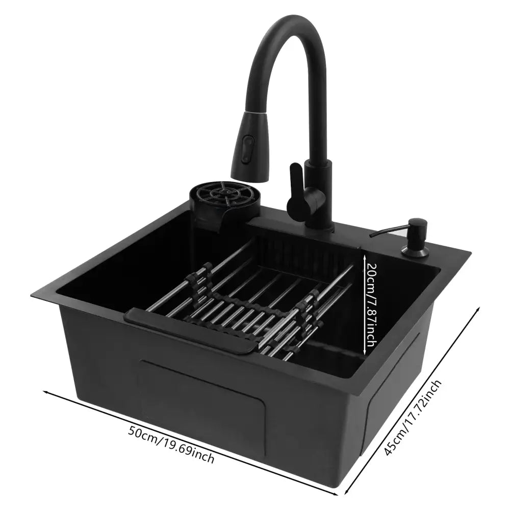 Évier De Cuisine Multifonctionnel Avec Robinet Rétractable - 50 x 45cm / France