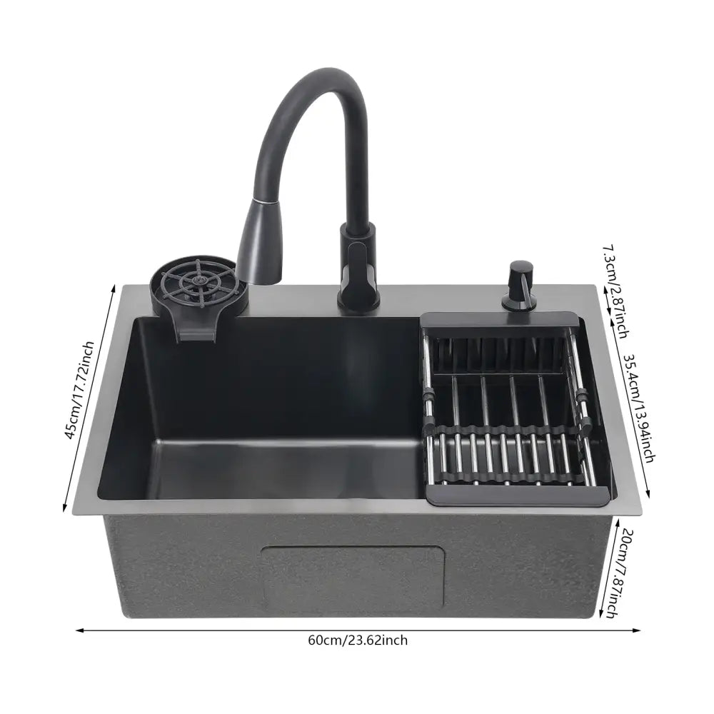 Évier De Cuisine Multifonctionnel Avec Robinet Rétractable - 60 x 45cm / France