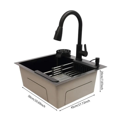 Évier De Cuisine Multifonctionnel Avec Robinet Rétractable