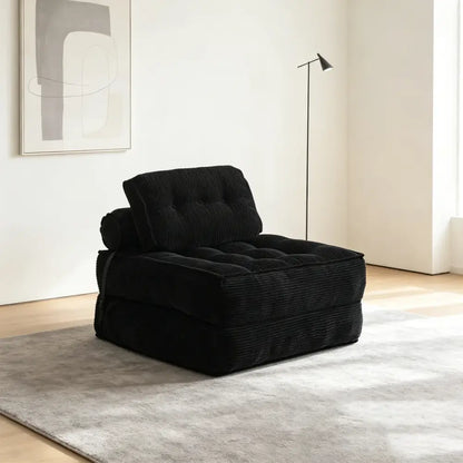 Fauteuil de sol convertible en lit – velours côtelé beige