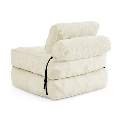 Fauteuil de sol convertible en lit – velours côtelé beige