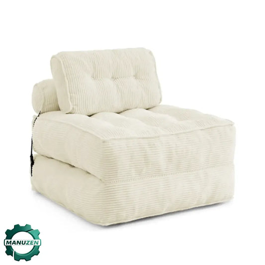 Fauteuil de sol convertible en lit – velours côtelé beige