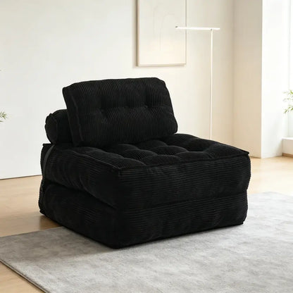 Fauteuil de sol convertible en lit – velours côtelé beige