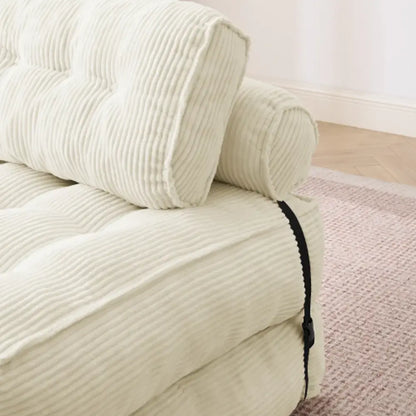 Fauteuil de sol convertible en lit – velours côtelé beige