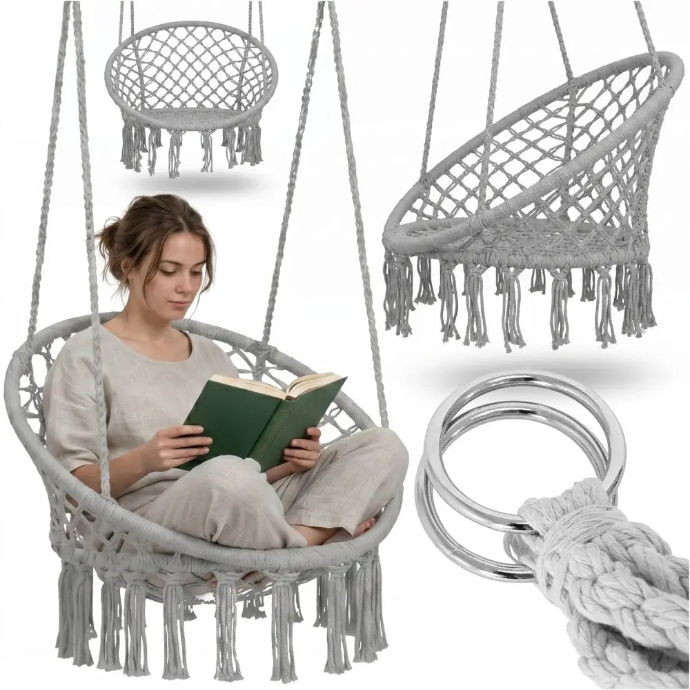 Fauteuil suspendu tressé bohème – gris ou blanc - fauteuil suspendu tressé