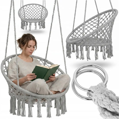 Fauteuil suspendu tressé bohème – gris ou blanc - fauteuil suspendu tressé