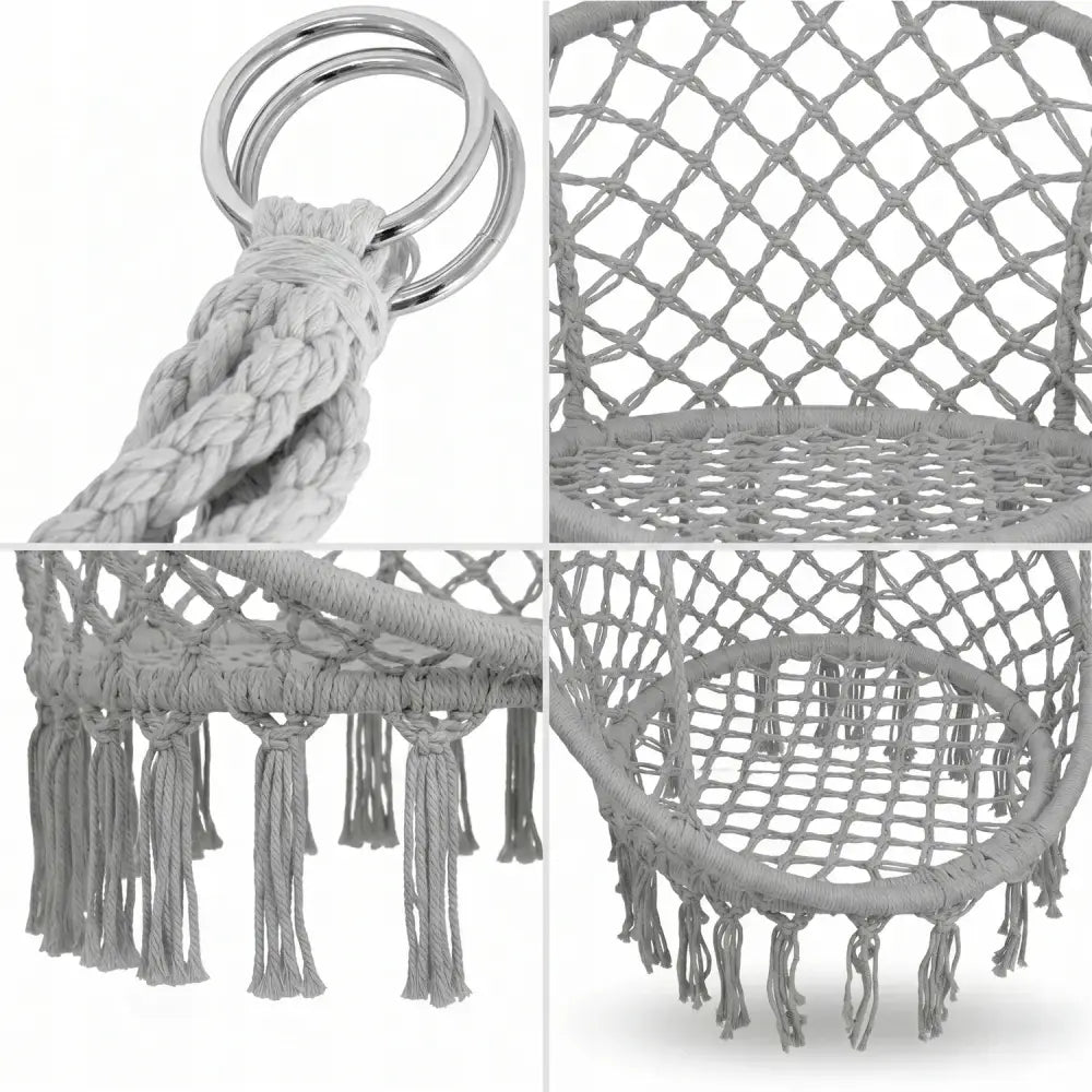 Fauteuil suspendu tressé bohème – gris ou blanc - fauteuil suspendu tressé