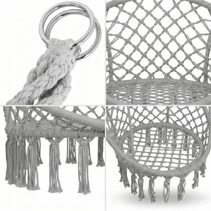 Fauteuil suspendu tressé bohème – gris ou blanc - fauteuil suspendu tressé