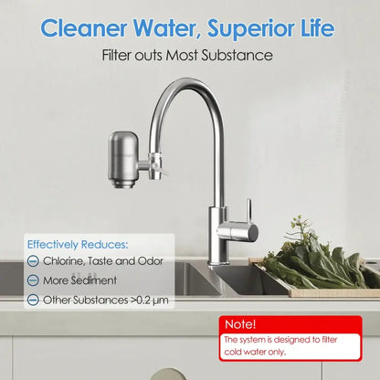 Filtre sur robinet inox – cartouche au charbon actif - Gris clair / France - filtre robinet charbon actif inox