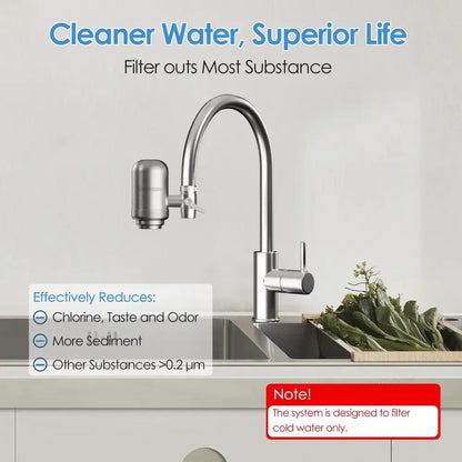 Filtre sur robinet inox – cartouche au charbon actif - Gris clair / France - filtre robinet charbon actif inox
