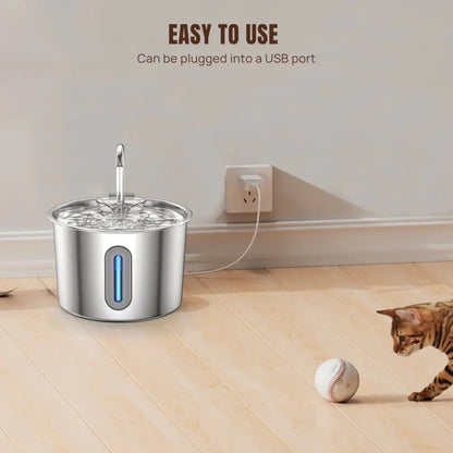 Fontaine à eau pour chat 2,2 L en acier inoxydable – photo produit 3