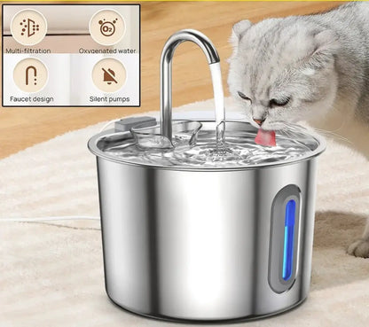 Fontaine à eau pour chat 2,2 L en acier inoxydable – photo produit 4
