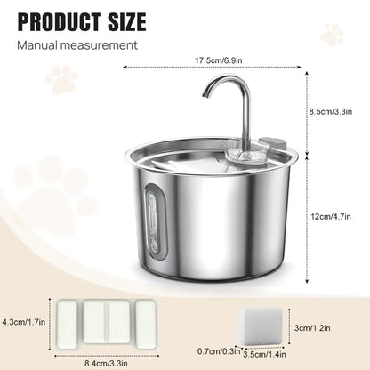 Fontaine à eau pour chat 2,2 L en acier inoxydable – photo produit 2