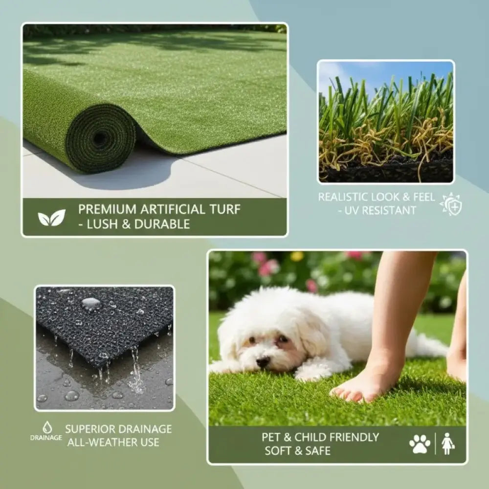 Gazon Artificiel Résistant UV 1x10m Pelouse Verte Pour Jardin