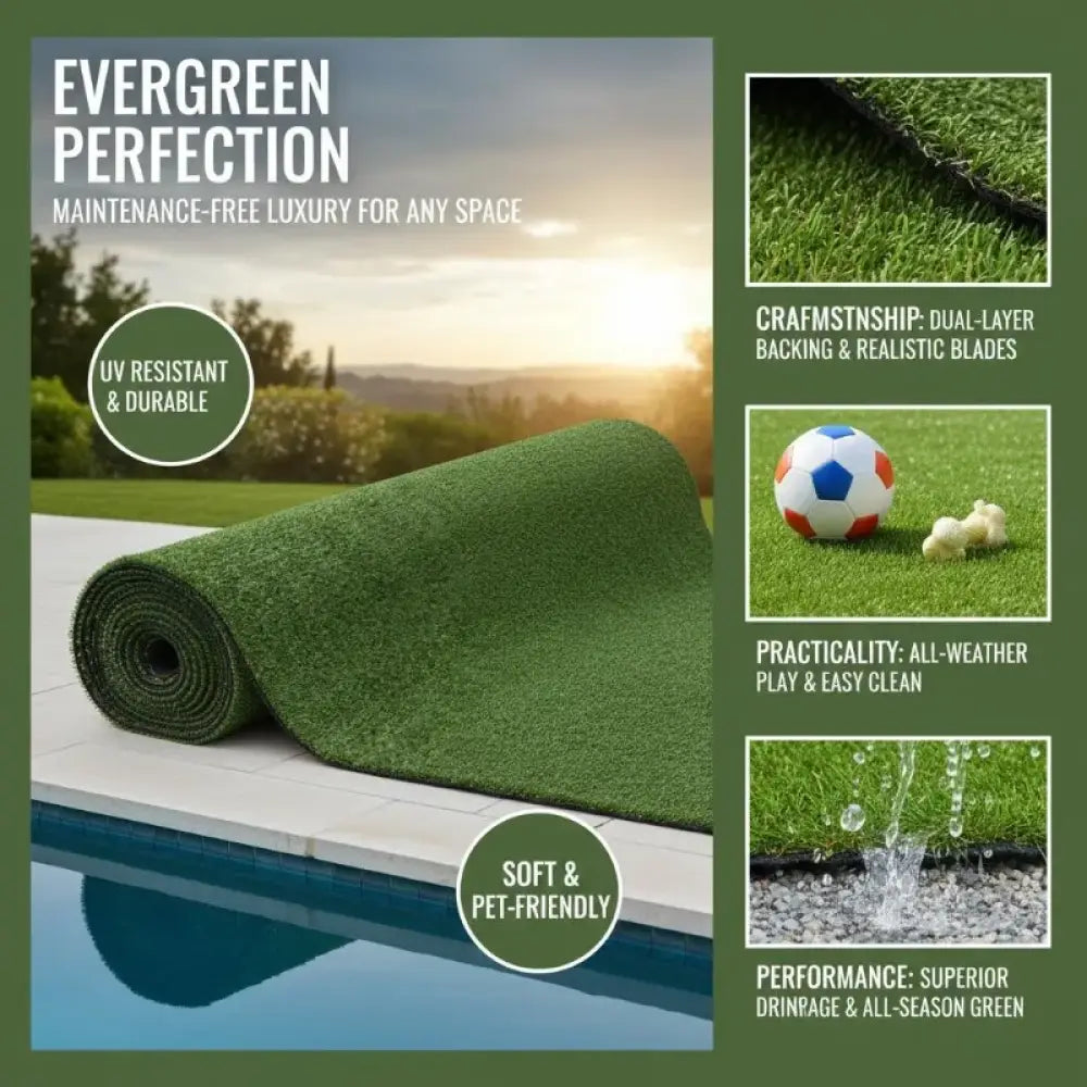 Gazon Artificiel Résistant UV 1x10m Pelouse Verte Pour Jardin