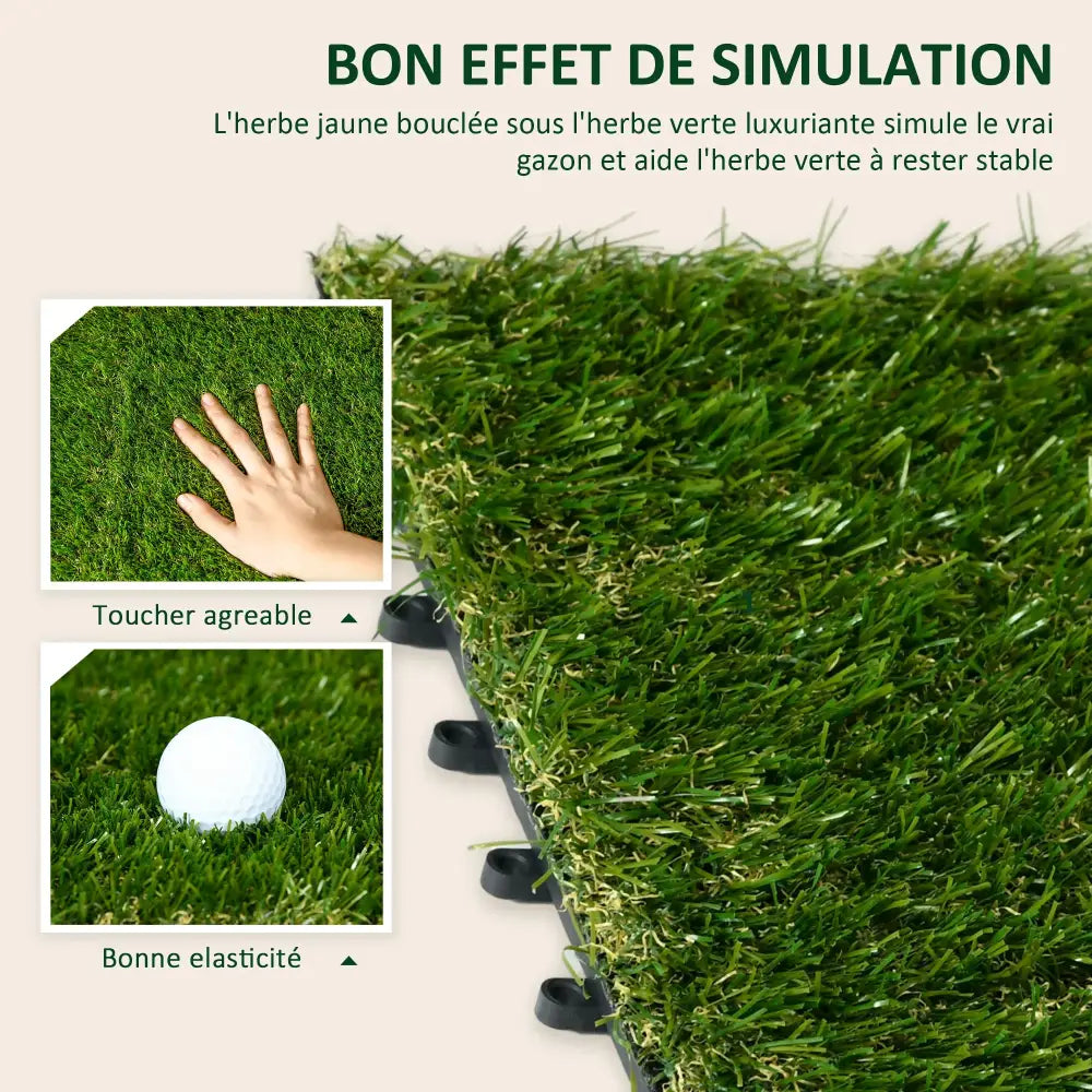 Gazon synthétique dalles 10 30 × 30 vert épaisseur 3,5 cm