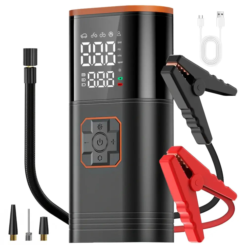 Gonfleur pneus portable USB à affichage numérique - Gonfleur avec aide au démarrage / France - gonfleur pneus portable