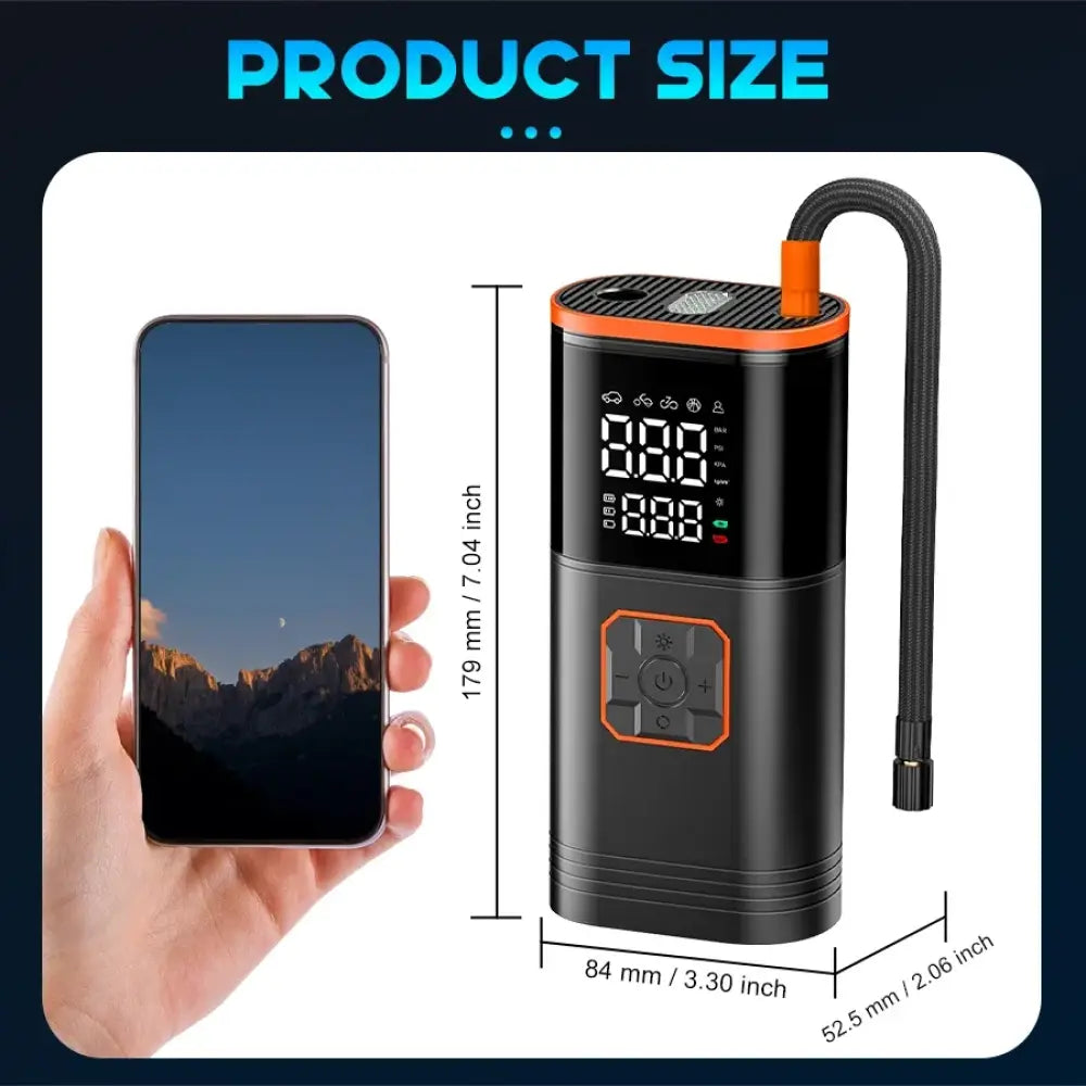 Gonfleur pneus portable USB à affichage numérique - gonfleur pneus portable rechargeable USB