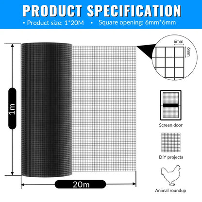 Grillage de volière 1 m – maille 6 mm, PVC ou galvanisé – détail 4