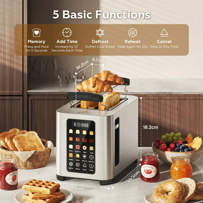 Grille-pain tactile 2 tranches – minuteur et 6 types de pain – détail 2