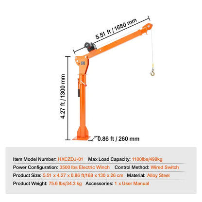 Grue électrique pour camion – flèche pivotante 360° - Référence 1 100 lb / France - grue électrique camion flèche
