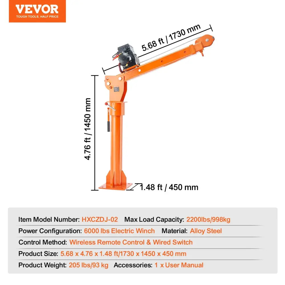 Grue électrique pour camion – flèche pivotante 360° - Référence 2 000 lb / France - grue électrique camion flèche