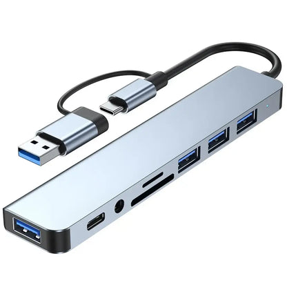 Hub USB et USB-C 8-en-2 avec lecteur de cartes et audio – détail produit 12