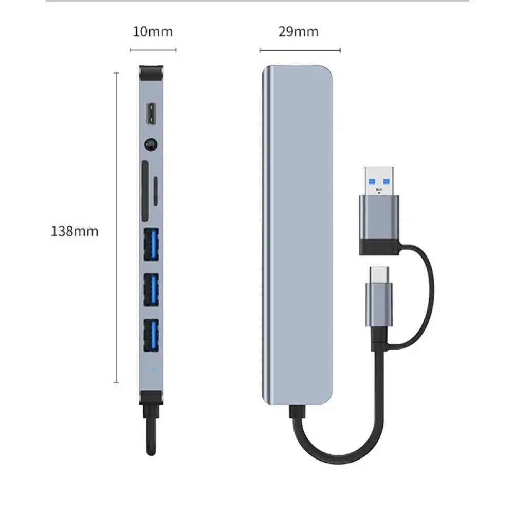 Hub USB et USB-C 8-en-2 avec lecteur de cartes et audio – détail produit 9