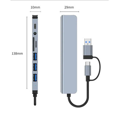 Hub USB et USB-C 8-en-2 avec lecteur de cartes et audio – détail produit 9