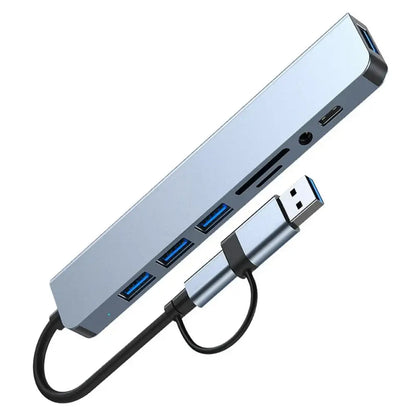 Hub USB et USB-C 8-en-2 avec lecteur de cartes et audio – détail produit 11